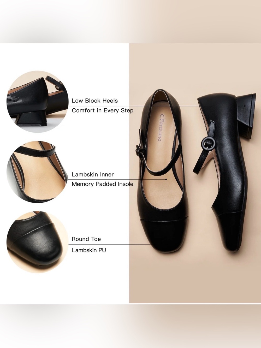 Classic Black Mary Jane Loafers with Low Block Heel